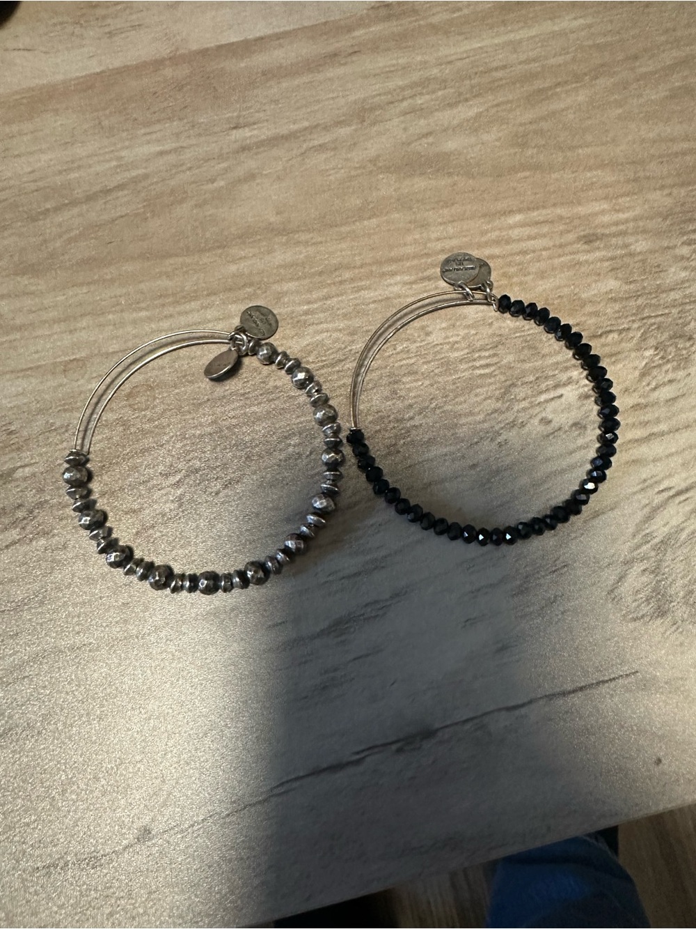 Preowned Alex and Ani Black and Silver‎ Bracelets